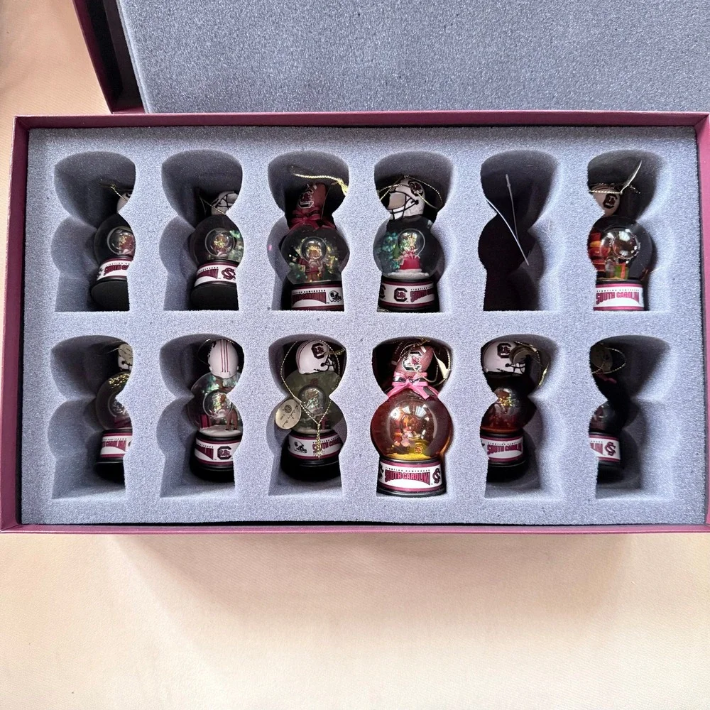 Danbury Mint University of South Carolina Gamecocks Snow Globes Lot of 13 w/ Box